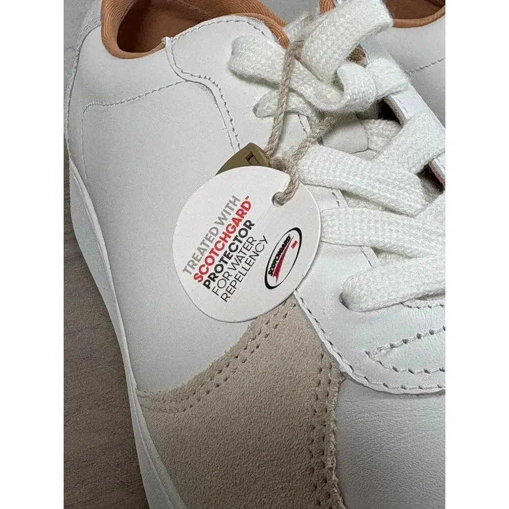 FitFlop Rally Leather White Tan Leather Sneakers Women's Size 8.5-‎ NWOB